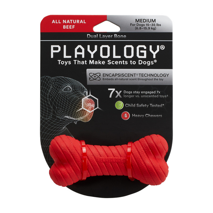 Playology Dual Layer Bone Beef Scented Dog Toy