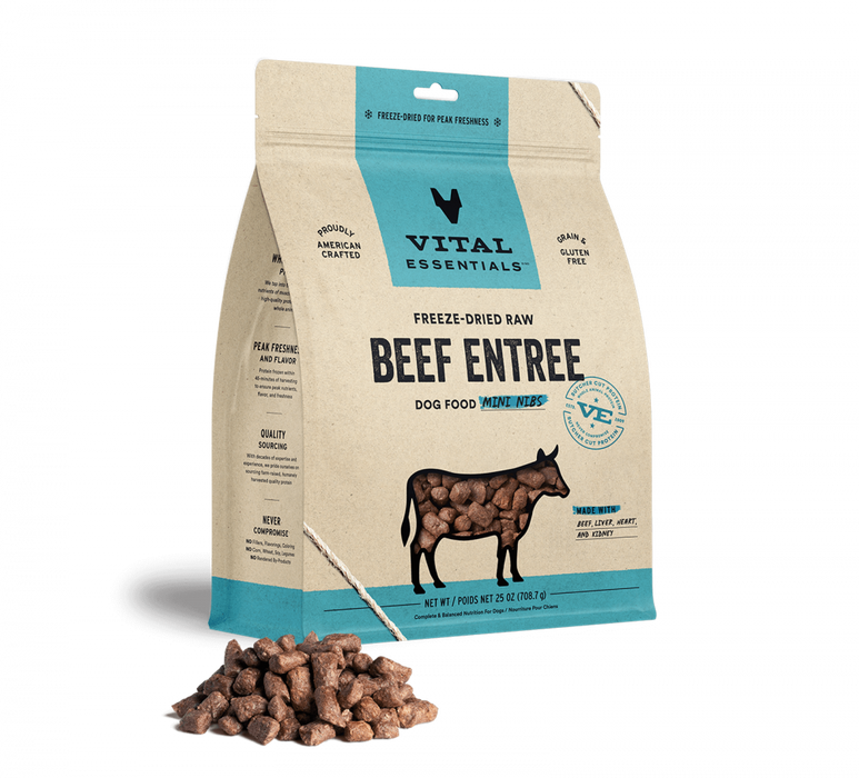 Vital Essentials Freeze Dried Grain Free Beef Mini Nibs Entree for Dogs Food