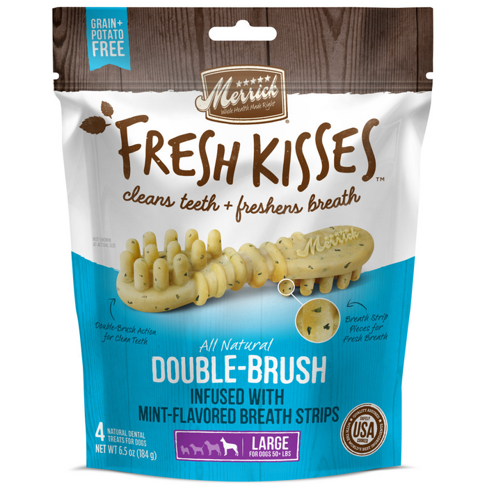 Merrick Fresh Kisses Dog Dental Treats With Mint Breath Strips Dog Treats for Large Breeds