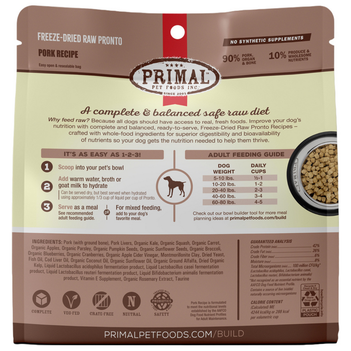 Primal Canine Pork Formula Freeze-Dried Pronto