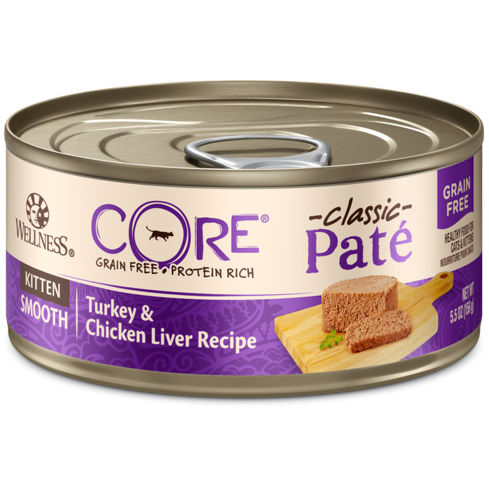 Wellness CORE Grain Free Natural Kitten Health Turkey and Chicken Smooth Pate Canned Cat Food