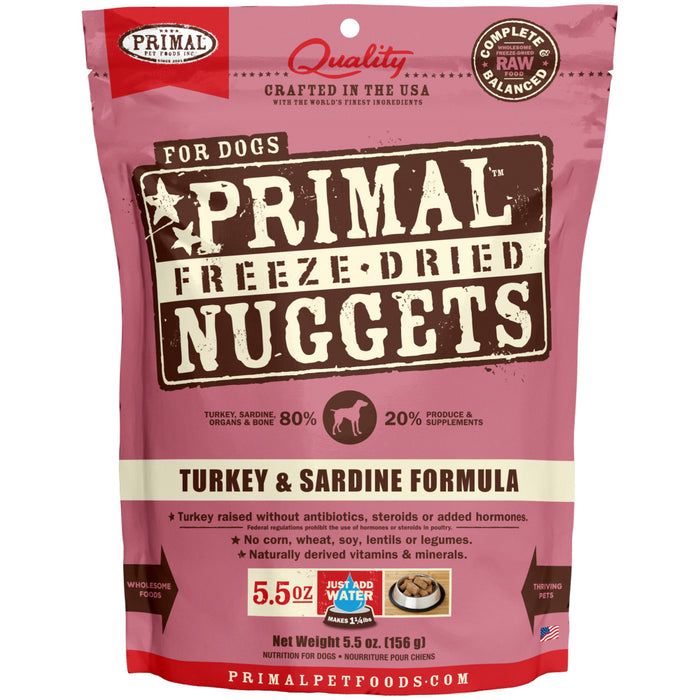 Primal Freeze Dried Nuggets Grain Free Turkey and Sardine Formula Dog Food