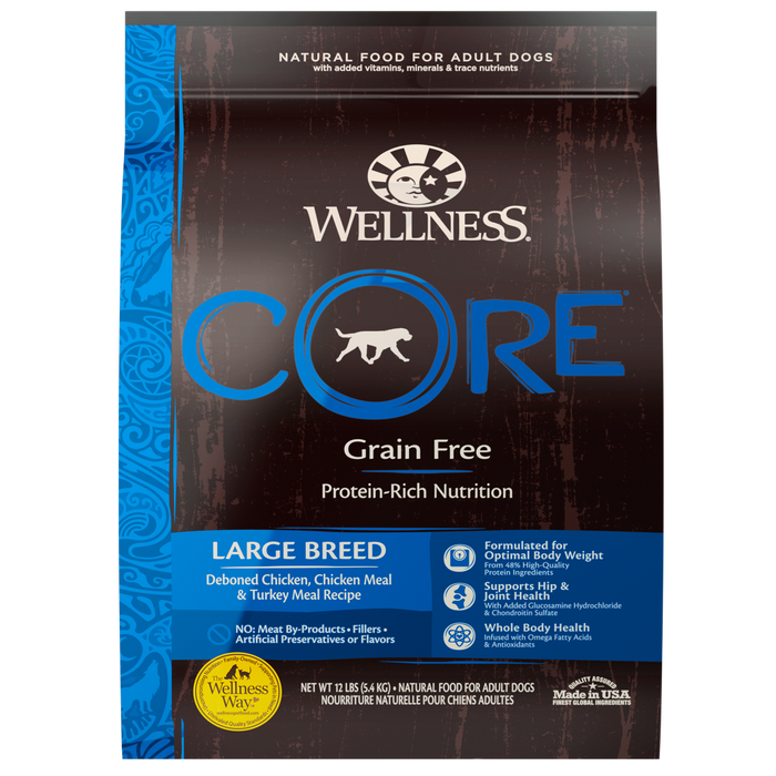 Wellness CORE Grain Free Natural Large Breed Health Chicken and Turkey Recipe Dry Dog Food