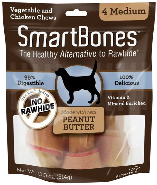 Smartbones Medium Peanut Butter Chew Bones Dog Treats