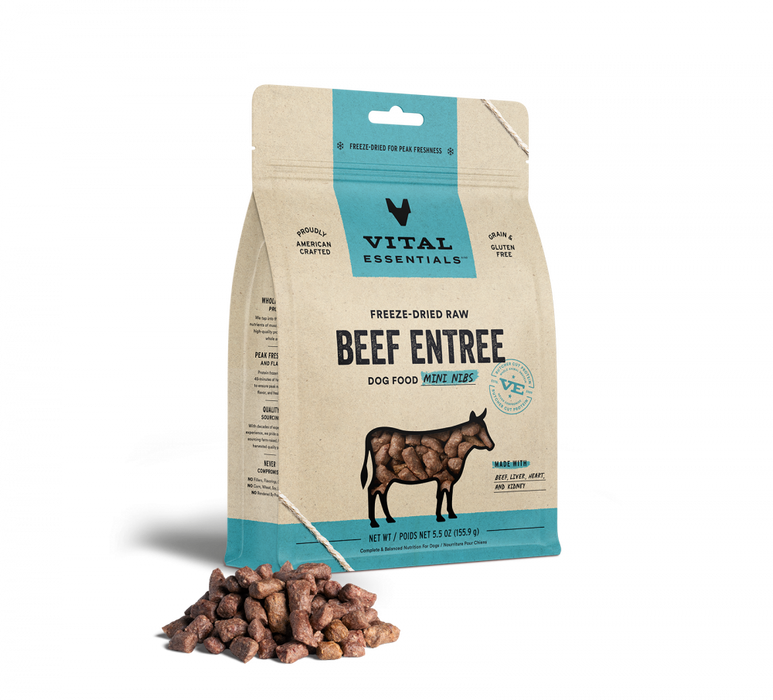 Vital Essentials Freeze Dried Grain Free Beef Mini Nibs Entree for Dogs Food