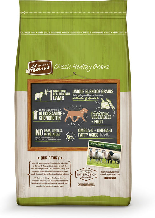 Merrick Healthy Grains Premium Adult Dry Dog Food, Wholesome And Natural Kibble With Lamb And Brown Rice