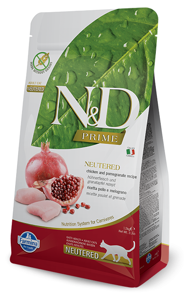 Farmina Prime N&D Natural & Delicious Grain Free Chicken & Pomegranate Neutered Adult Dry Cat Food