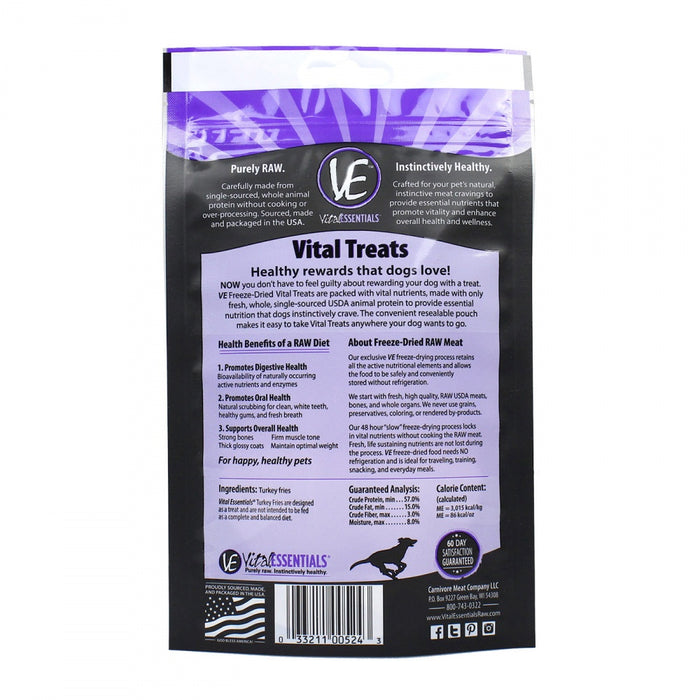 Vital Essentials Freeze-Dried Grain Free Turkey Fries Limited Ingredient Dog Treats
