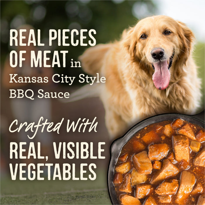 Merrick Wet Dog Food Slow-Cooked BBQ Kansas City Style with Chopped Pork Grain Free Canned Dog Food