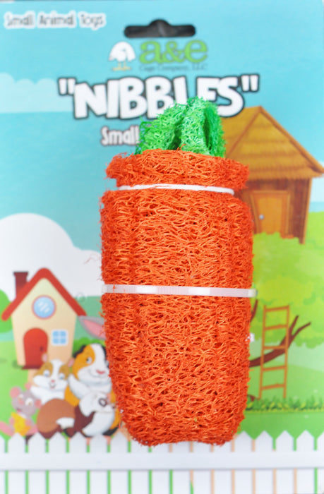 A & E Nibbles Loofah Carrot Small Animal Toy