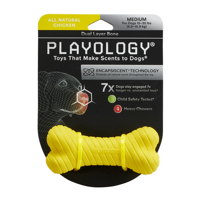 Playology Dual Layer Bone Chicken Scented Dog Toy