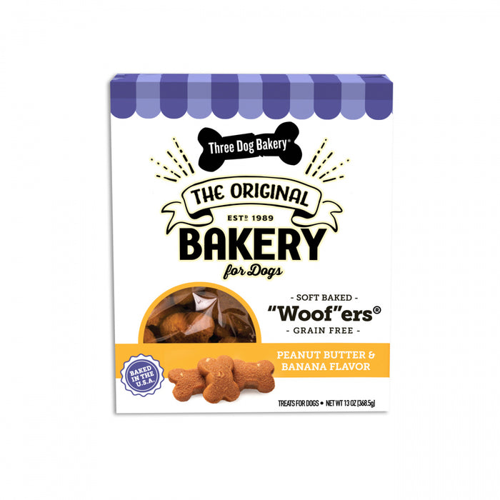 Three Dog Bakery Grain Free Soft-Baked Peanut Butter & Banana Flavored Woofers