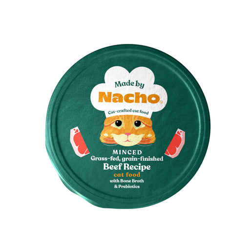 Made By Nacho Minced Grass-Fed, Grain-Finished Beef Recipe Cat Food With Bone Broth And Prebiotics