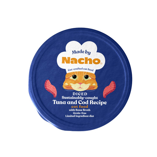 Made By Nacho Flaked Sustainably-Caught Tuna And Cod Recipe Cat Food With Bone Broth, Grain-Free Lid