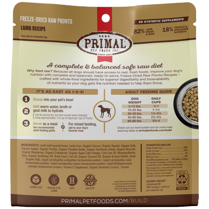 Primal Freeze Dried Raw Pronto Lamb Dog Food
