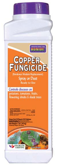 Bonide Copper Fungicide Dust, 1lb - For Powdery Mildew, Peach Leaf Curl and Blight